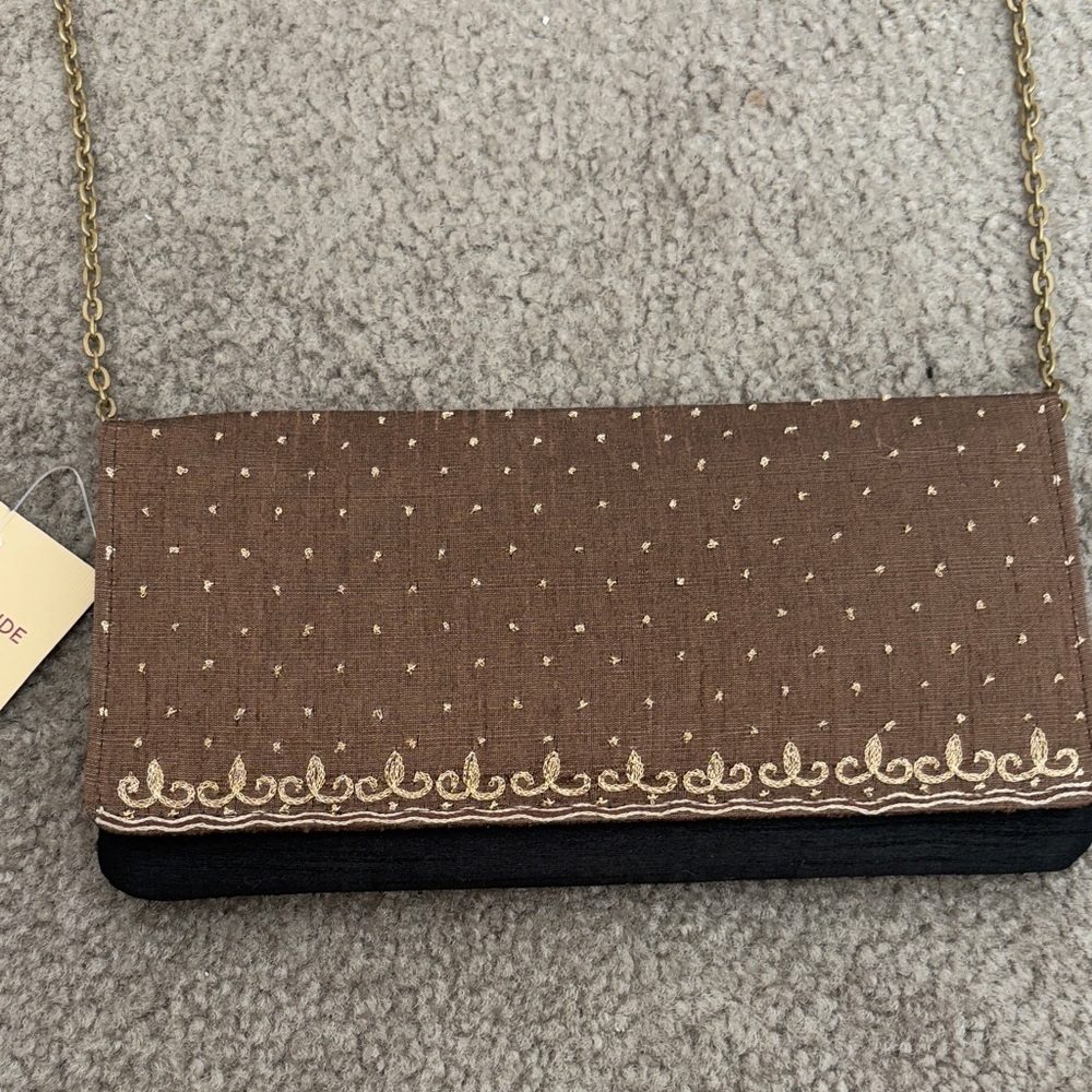 Fabindia Brown and Black Embroidered Clutch - Picture 2 of 7